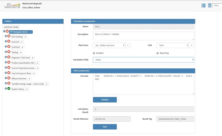 Screenshot: Counterpoint KPI Navigator - Editing a calculation